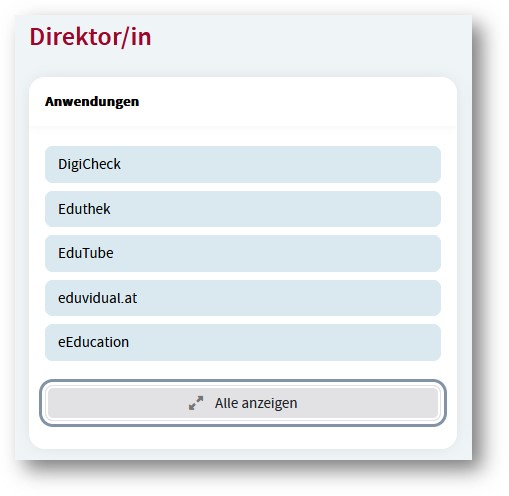 Access via the applications widget