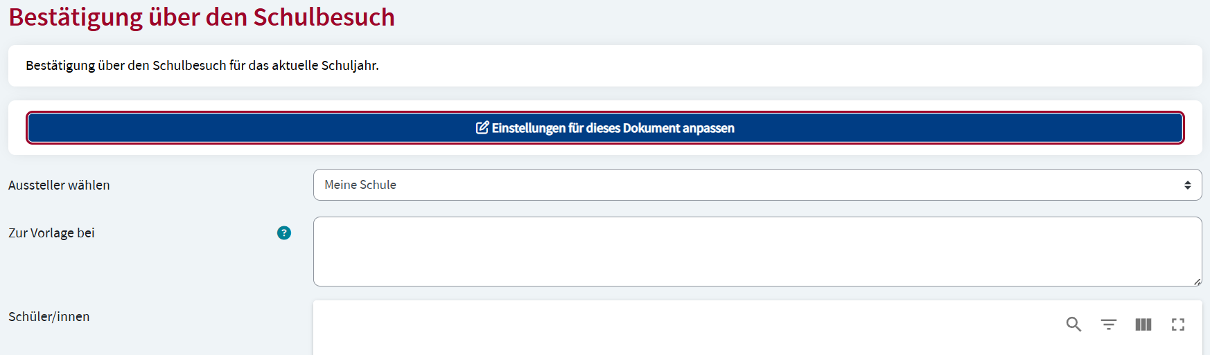 Formular zur Generierung