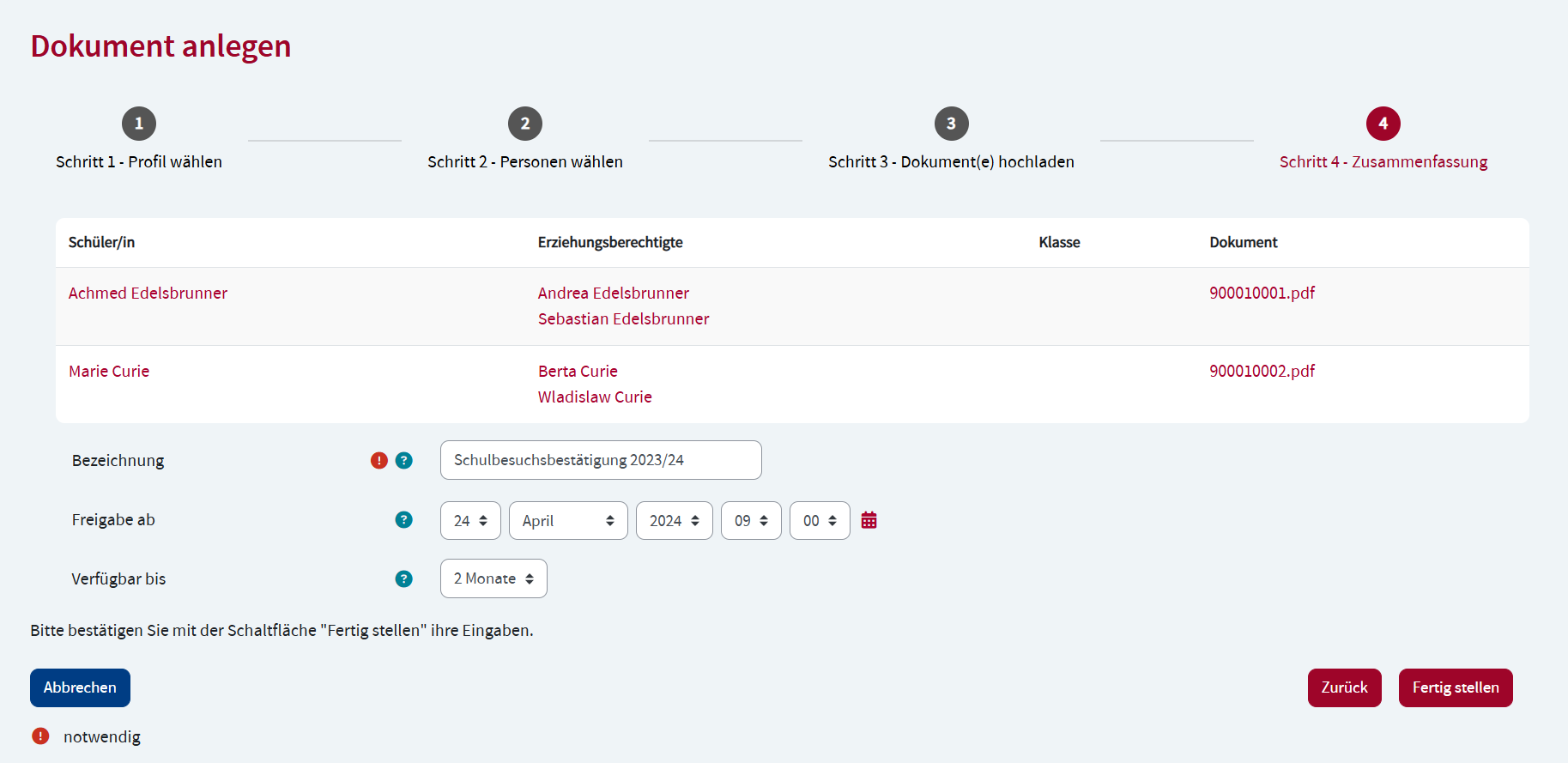 Dokumenten-Einstellungen