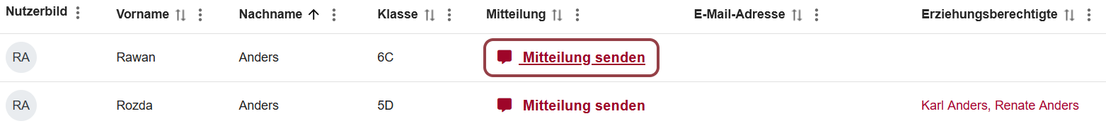 Mitteilung schreiben