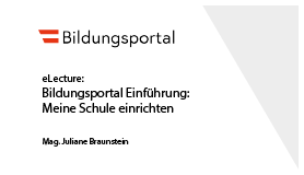 Bildungsportal Einführung: Meine Schule einrichten