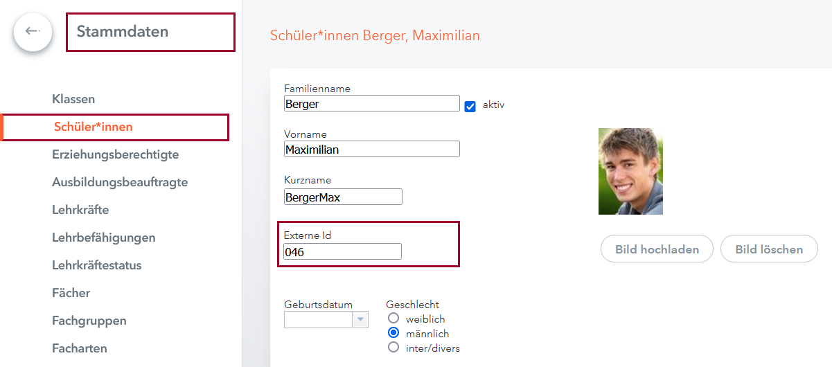 Schüler/innen - Externe Id