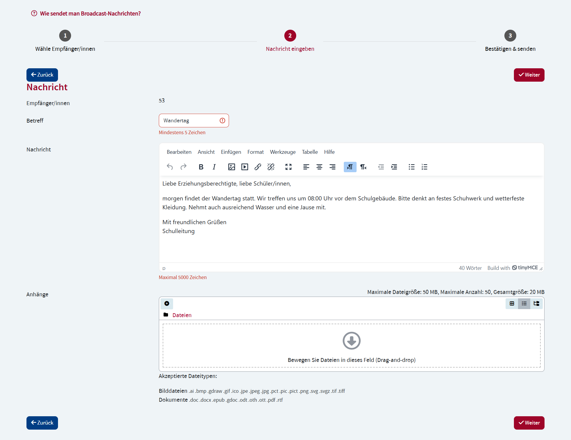 Enter Broadcast message