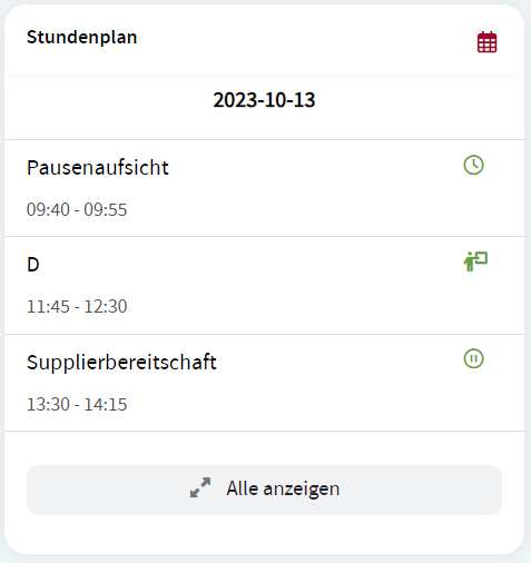 Beispiel für Stundenplan-Widget