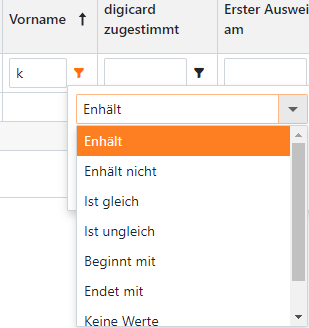 Expanded menu with examples of filters